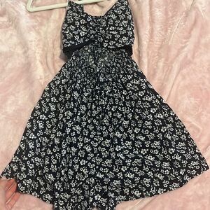 Black and white flowered Hollister cut out romper